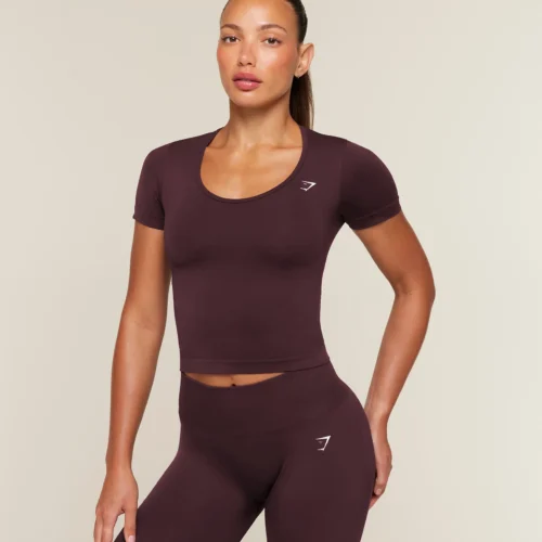 EverydaySeamlessTightFitTee_NewNeck_CrewNeck_GSCherryPurpleB3B1O_PCDS_0145_1920x Gymshark Everyday Seamless Tight Fit Crew Neck Tee - Cherry Purple