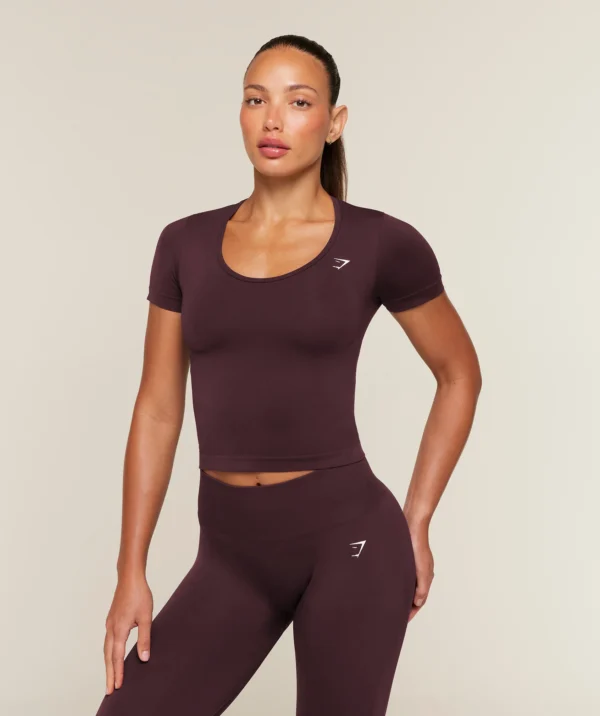 Gymshark Everyday Seamless Tight Fit Crew Neck Tee - Cherry Purple