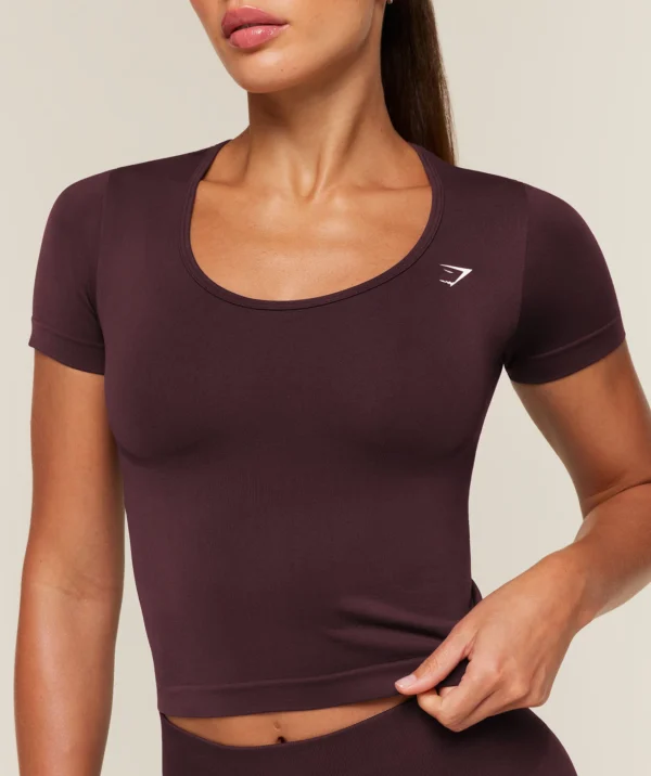 Gymshark Everyday Seamless Tight Fit Crew Neck Tee - Cherry Purple