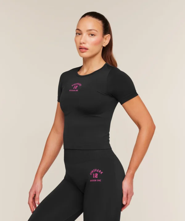 Gymshark Everyday Seamless Graphic Short Sleeve Top-Red-Black