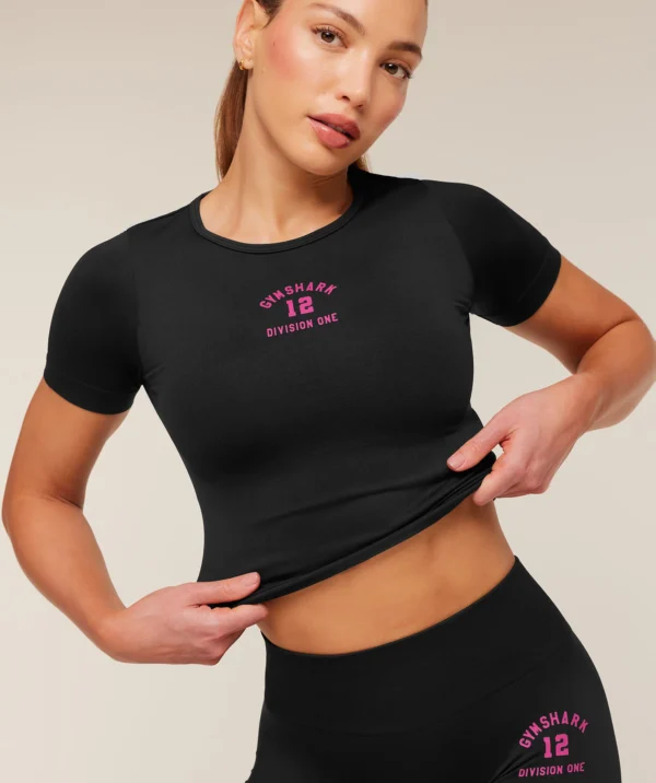 Gymshark Everyday Seamless Graphic Short Sleeve Top-Red-Black