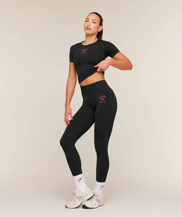 Gymshark Everyday Seamless Graphic Short Sleeve Top-Red-Black