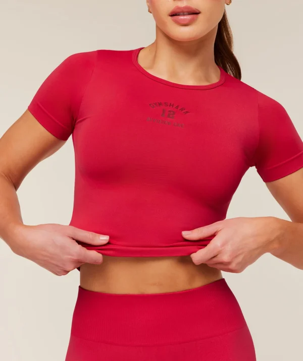 Gymshark Everyday Seamless Graphic Short Sleeve Top-Red