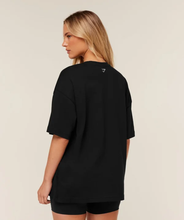 Gymshark Collegiate Graphic T-Shirt-Black