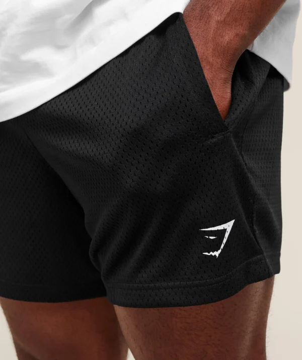 GYMSHARK LIFTING MESH 5" SHORTS – BLACK