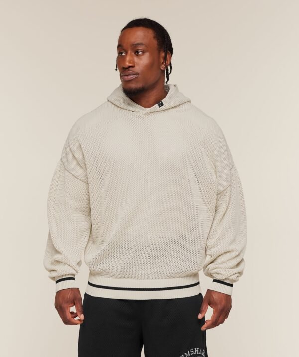 GYMSHARK COLLECTIVE CROCHET STYLE HOODIE – TINTED WHITE