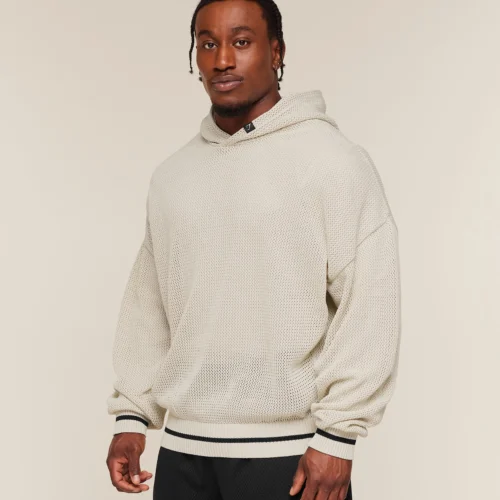 GYMSHARK COLLECTIVE CROCHET STYLE HOODIE – TINTED WHITE