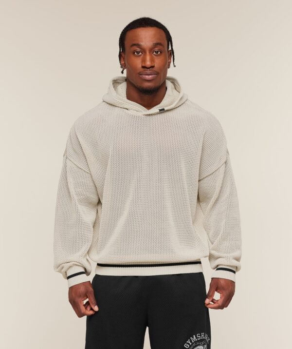 GYMSHARK COLLECTIVE CROCHET STYLE HOODIE – TINTED WHITE