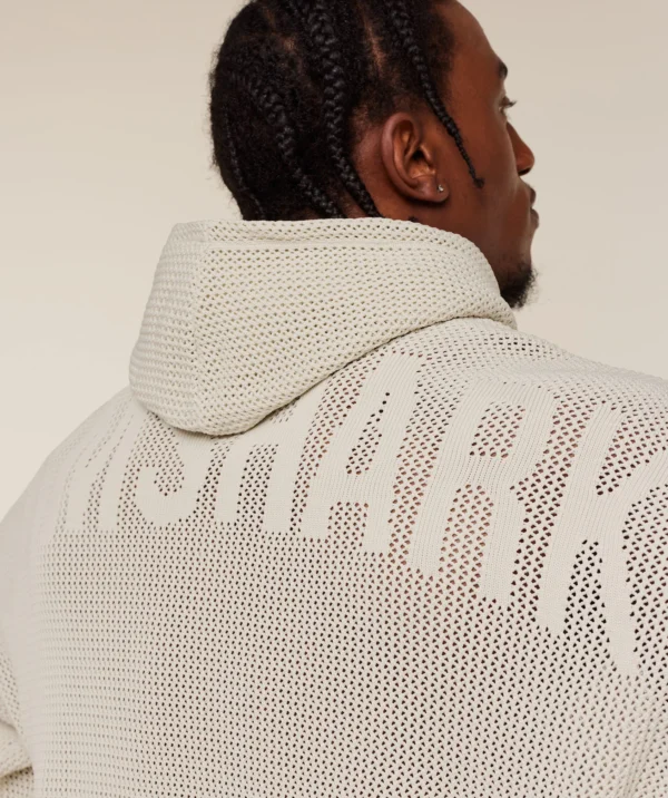GYMSHARK COLLECTIVE CROCHET STYLE HOODIE – TINTED WHITE