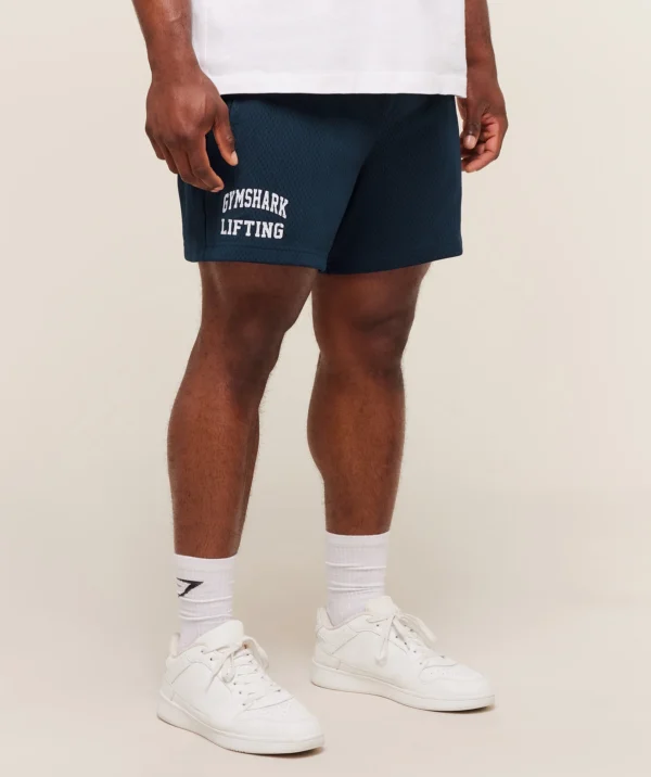 GYMSHARK LIFTING MESH 5" SHORTS – NAVY