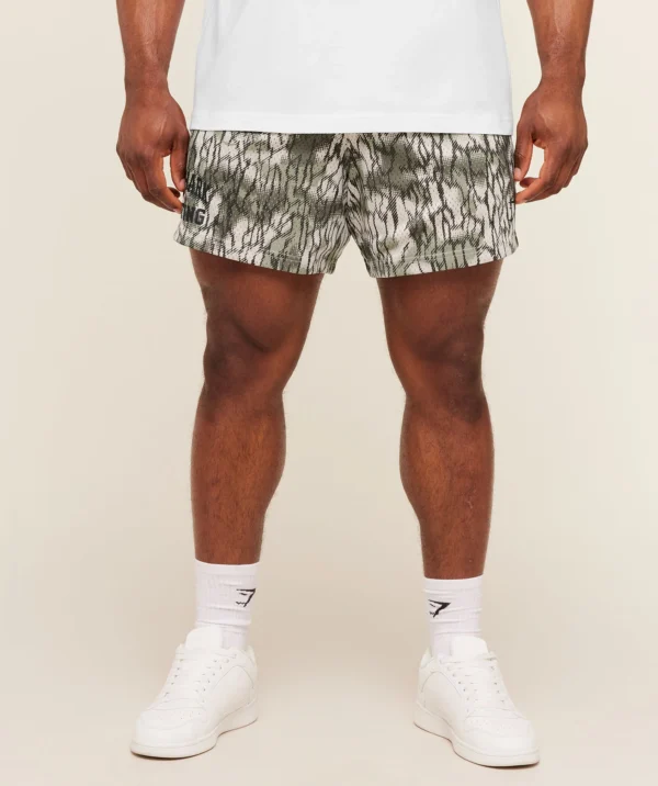 GYMSHARK LIFTING MESH 5" SHORTS – PEBBLE GREY