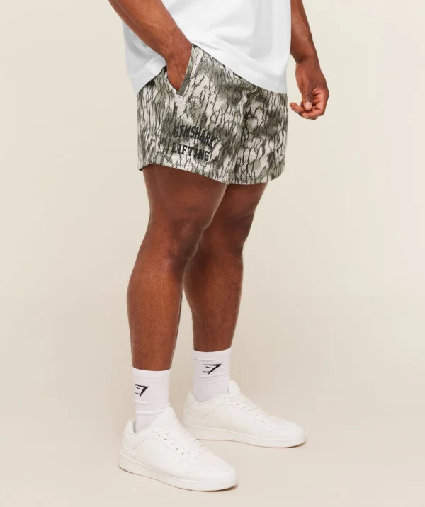 GYMSHARK LIFTING MESH 5" SHORTS – PEBBLE GREY